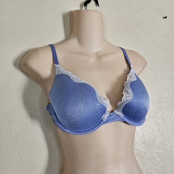 Maidenform Custom Lift Jacquard Bra with Lace Blue Push Up Bra Size Women's - Picture 5 of 10